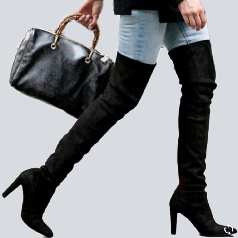 Stuart Weitzman suede thigh high heels boots